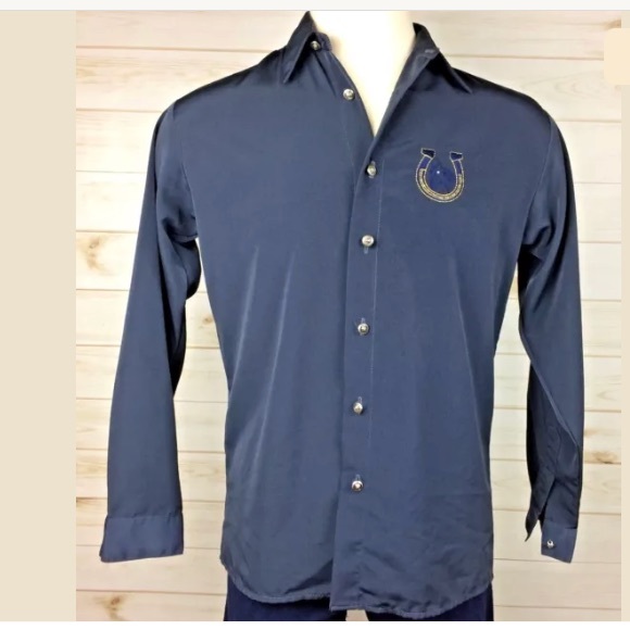 Ranchero Men's Blue Long sleeve Button Up Western Shirt Horse Embroidered Sz S - Picture 1 of 8